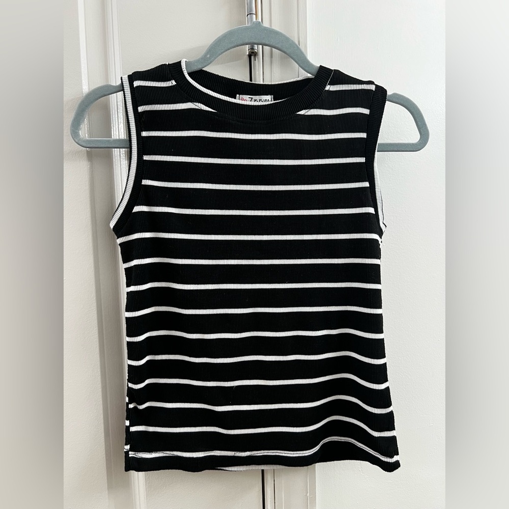 Black and White Striped Sleeveless Top